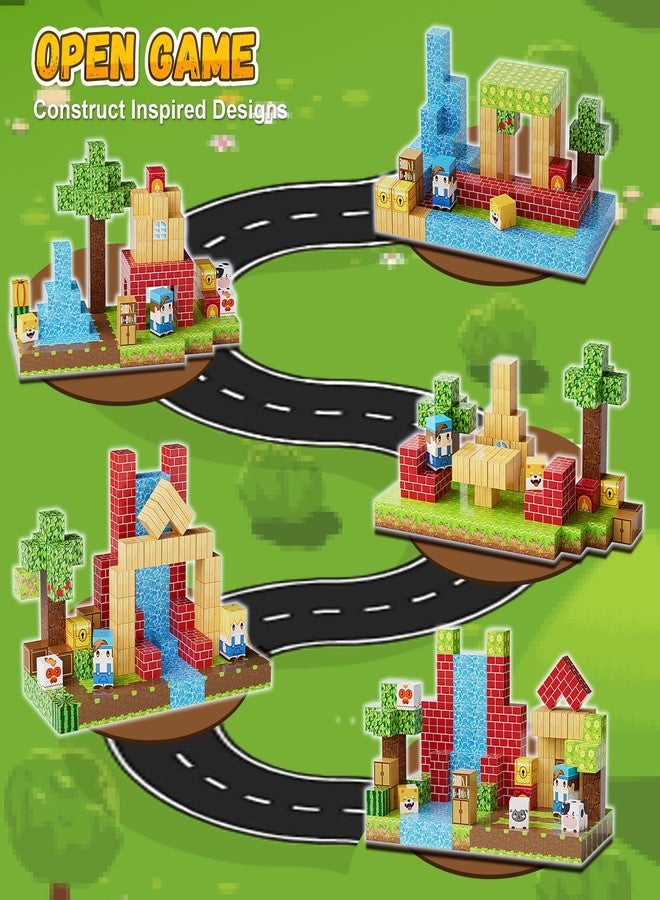 Fitrobust 200PCS Magnetic Building Blocks Set, Magnetic Tiles Kids Build Cubes STEM Game Toys, Build Forest World Set, Christmas Birthday Gifts for Boys & Girls Age 3 4 5 6 7 8 9 10, 0.8 in Size - Image 4